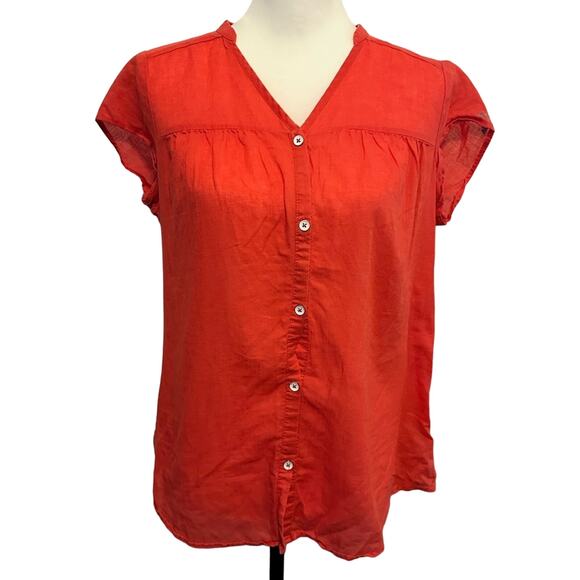 Columbia Short Sleeve Top Size Medium  Pink Button Down - Picture 1 of 2